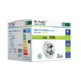 V-TAC SKU.4255 LED Spotlight AR111 15W GX53 VT-1110, Plastic, and Other Materials, 15 W, White, Depth: 86 mm