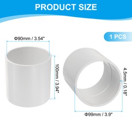 PATIKIL 3-1/2" PVC Pipe Fitting Coupling Adapter, Straight Pipe Slip Socket Connector for Home Industrial Sprinkler Drip Irrigation System Pipes Extension Use, White