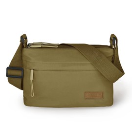 Small Crossbody Bag for Women Men, Canvas Cross Body Purse for Women, Casual Minimalist Style Handbag Purse with 5 Pocket, Green