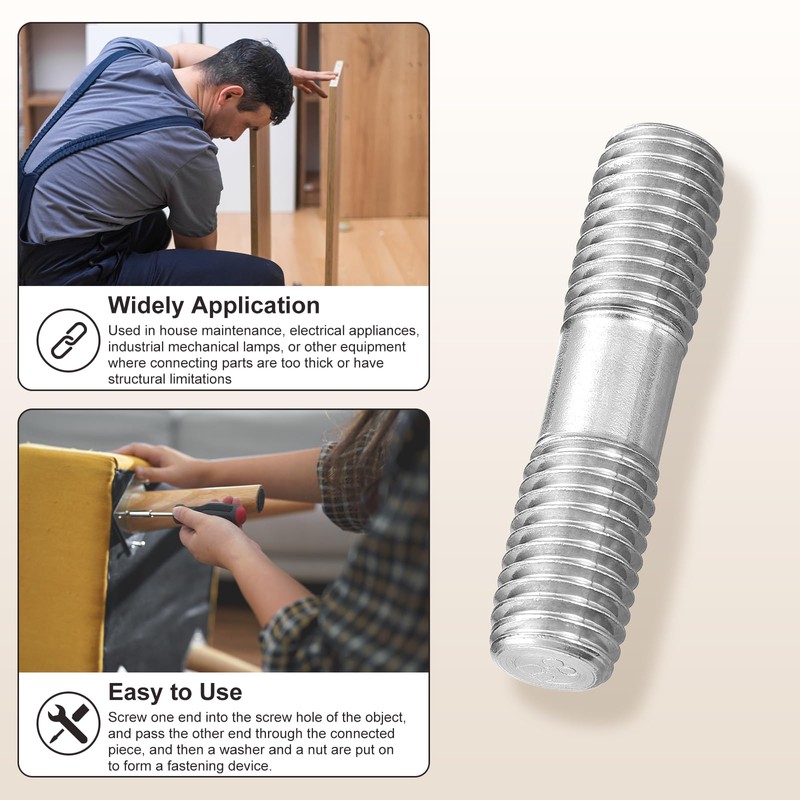 METALLIXITY Double End Threaded Stud Screw(M14 x 60mm) 2Pcs, Equal