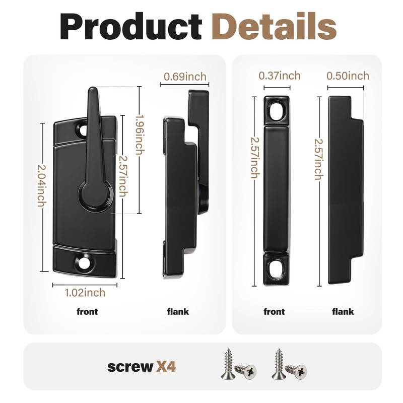 5 Pack White Diecast Window Sash Locks with Keeper, Cam