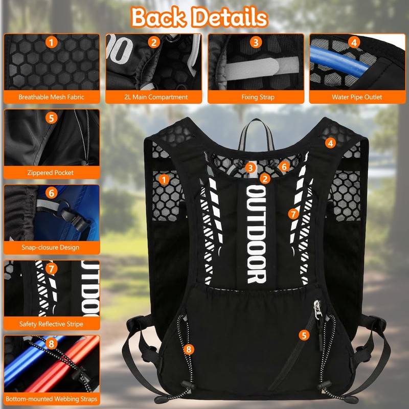 Gilet Running Uomo Donna, Zaino Idratazione Trail Running Leggero