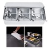 Stainless Steel Seasoning Containers Set, Condiment Jars 3 Grids Spice