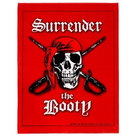 Surrender The Booty Beach Blanket 54 x 68 inch Pirate Skull Beach Towel 100% Cotton Family Size