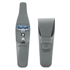 LinMei Silicone Razor Travel Case, Blue+Black, Compatible with Gillette, Parker, Merkur Razor (Gray 2pcs)