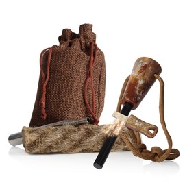 CampFeuer Fire Steel Set with Fire Starter, Paracord Rope, Blow Tube, Tinder and Fabric Bag, Emergency Equipment, Survival Kit, Camping Equipment, Outdoor Set, Fire Starter Set, Spark Steel Set