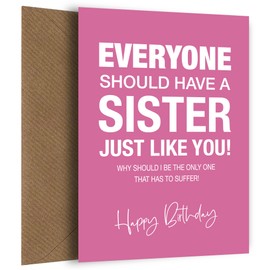 Funny Birthday Card for Sister - Everyone Should Have a Sister Like You Bday Cards for 16th 18th 20th 21st 25th 30th Birthday - Bday Cards for Women - Fun Card