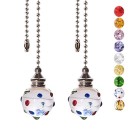 SUR-CIEL 2PCS Ceiling Fan Pull Chain Extension for Fans and Lights - 21 Inches Ball Beaded Chain