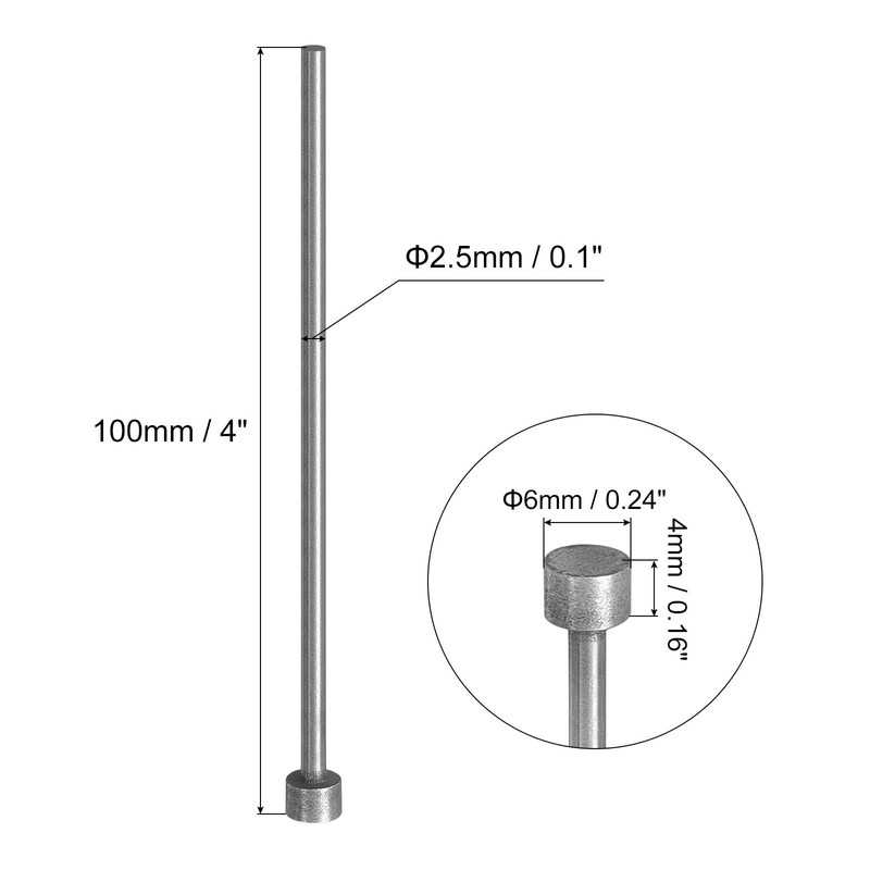 uxcell 2Pcs Straight Ejector Pins, 2.5mm (3/32") Dia. 65Mn Steel