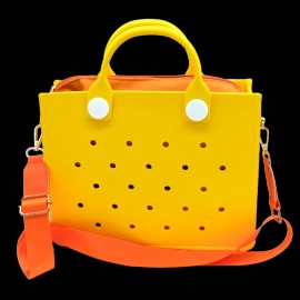 Custom Wholesale Custom DIY Charm EVA Tote Bag Waterproof Beach Crossbody Handbag with Removable Strapsize: 10.8*8.6*2.95 inches, Color: HYB-T26