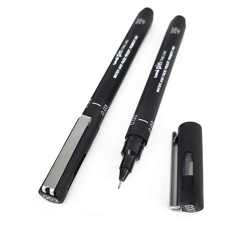 Uni Pin Fineliner Drawing Pens - Black Ink - 0.03mm