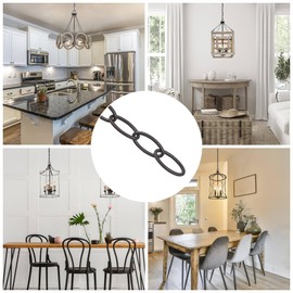 KSANA 19.7 Feet Black Lighting Chain with 2 Connection Locks, Extension Heavy Duty Chandelier Pendant Hanging Light Fixture Chain for High Ceiling