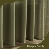 VOILYBIRD Sage Green Farmhouse Linen Shower Curtain, Modern Chic Bath