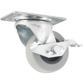 TPR Rubber Caster Wheel with Swiveling Top Plate w/ Brake - 2-Inch - 90 lb. Load Capacity - Non-Marking for Hospitals, Food Service, & Other Institutional Applications