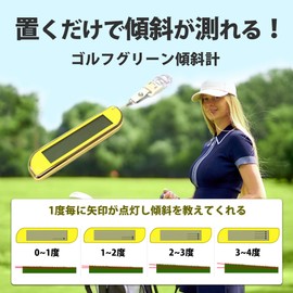 Golf Putting Green Reader- Golf Green Slope Meter & Putter Cover Holder- Golf Putting Aid Meter with 2 Way Spec- Eliminates 3-Putts- Reads The Line Between The Ball and The Cup on The Green- Yellow