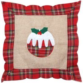 SHATCHI Pillow Case Christmas Pudding Printed Pattern Cushion Covers Burlap Hessian Cotton Linen Sofa Bed Throw Cushions Couch Xmas Home Decorations