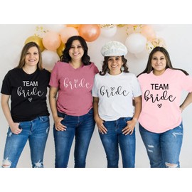 TUPOSU Team Bride Shirts for Women Bridesmaid T-Shirt Bachelorette Party Tee Tops Black