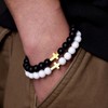 MOO&LEE Beaded Cross Bracelet for Men 8mm Bead Gold Cross