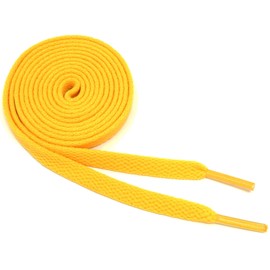 BCB Wear Flat Shoelaces 5/16" Wide Solid Color Strings for Athletic Sneakers Boots & Shoes - 27"-72" Length Shoe Laces, Gold, 63" (160 cm)
