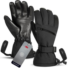 Unigear Men’s / Women’s Ski Gloves, Waterproof Non-Slip Winter Sports Gloves for Skiing, Snowboarding, Ice Skating, Hiking, black, XS