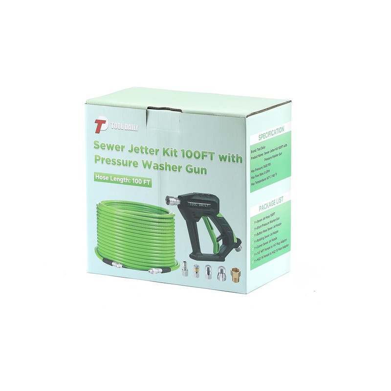 Tool Daily Sewer Jetter Kit for Pressure Washer 100 FT,