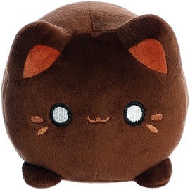Aurora® Enchanting Tasty Peach® Kona Coffee Meowchi Stuffed Animal - Bright & Colorful Design - Showpiece Plush - Brown 7 Inches