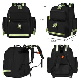 First Aid Backpack Emergency Medical Backpacks Empty Waterproof Survival Bags Trauma Bag for Nurses Home Car (Black)