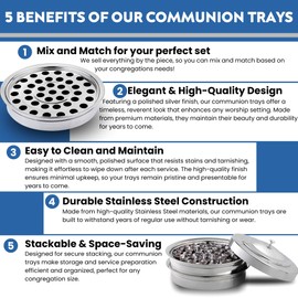 Steadfast Selections (Cup Tray) Silver Premium Communion Trays for Churches | Stainless Steel Communion Set, Supplies | 40 Cup Tray | Church Communion Ware Sets