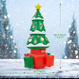 5.6 FT Christmas Inflatable Tree Blow Up Xmas Trees with Multicolor LED Lights, Christmas Tree Yard Decor for Outdoor, Garden, Lawn, Holiday Party