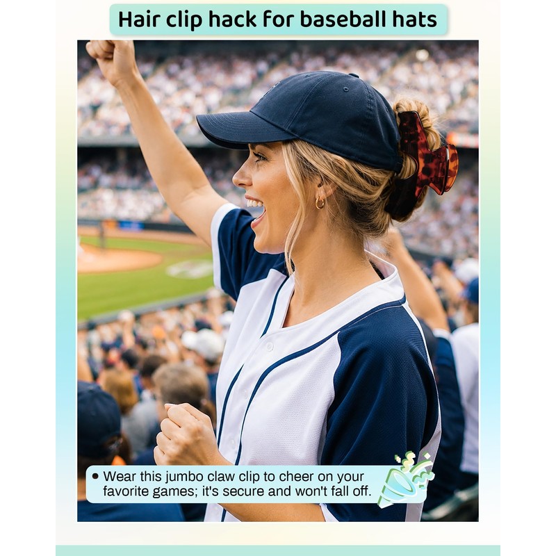 CHLINS 4 Pack 5" Hat-Friendly Claw Clips for Baseball Caps