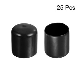 sourcing map 25pcs Rubber End Caps 1 1/16"(27mm) ID Vinyl Round End Cap Cover Screw Thread Protectors Black