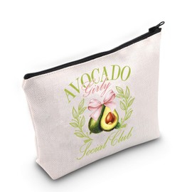 TGBJE Avocado Girly Social Club Makeup Bag Avocado Lover Gift Coquette Pink Bow Zipper Pouch Aesthetic Girl Cosmetic Bag (Avocado Girly club bag)