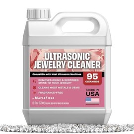 Maplefield Ultrasonic Jewelry Cleaner Solution - Concentrated Formula & Ultrasonic Cleaning Fluid - Safe on Gold, Silver & Gemstones & Jewelry Cleaning Solution - 16 Fl Oz, Pack of 1
