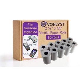 Vonlyst Thermal Paper Roll 2 1/4 x 55 for Verifone Vx520 Ingenico ICT220 ICT250 FD400 (30 rolls)