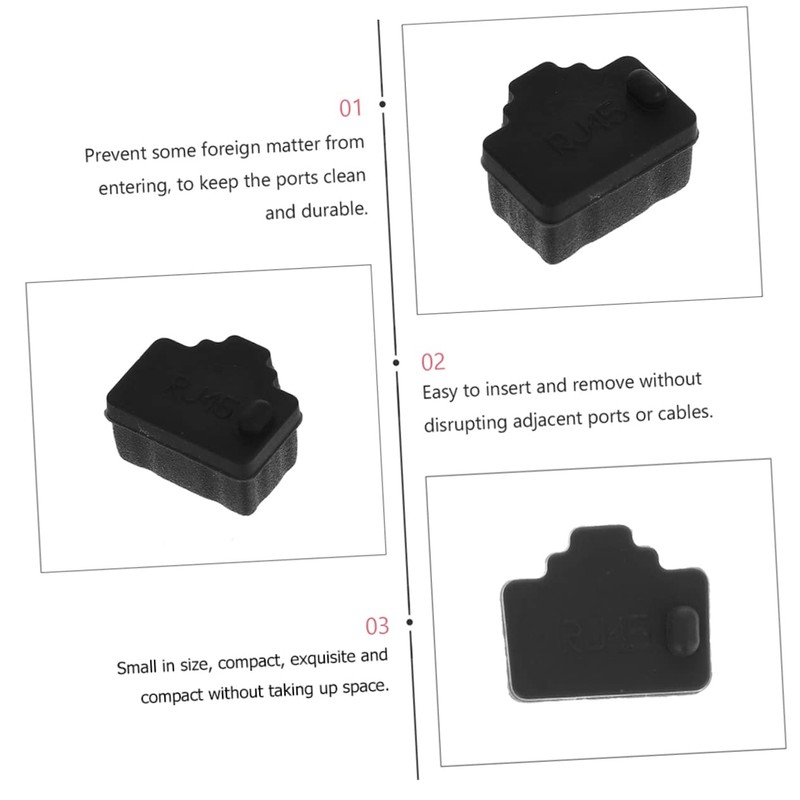 Gatuida 250pcs Ethernet Port Dust Covers Black LAN Protectors for