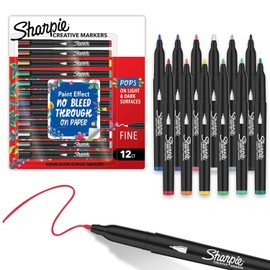 Sharpie Creative Markers, Water-Based Acrylic Paint Markers, Fine Tip, Assorted, 12 Count