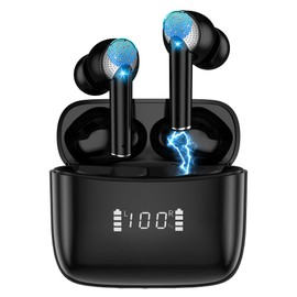 Carviki in-Ear Headphones Bluetooth 5.3,Sport Noise Cancelling Earbuds with 4 Mics,Waterproof IPX7,50H Long Playtime,LED Power Display,Excellent Sound,Comfortable,Compatibility with Android& iOS