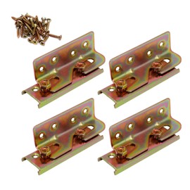 ZHMEINA 4 Sets Bed Rail Brackets, Bed Frame Brackets Heavy Duty, No-Mortise Beds Frame Hardware Connectors, Wooden Beds Rail Fittings with Screws for Headboards Footboards