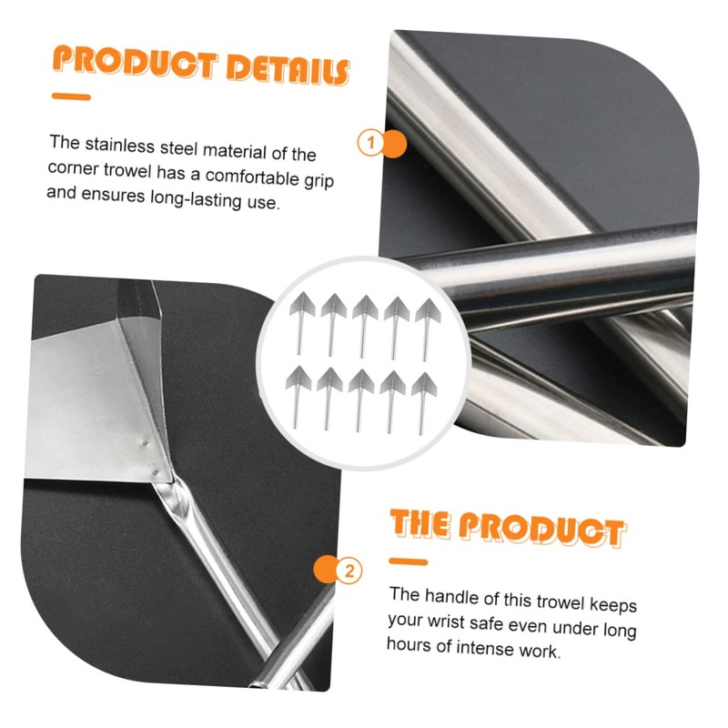 SHINEOFI 10pcs Stainless Steel Outside Corner Trowel Ergonomic Wall Repair