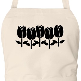 huuraa Apron Tulips Blossom Unisex Apron Cooking Apron Size with Motif for All Who Love Spring Gift Idea for Friends and Family, natural