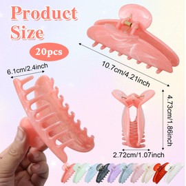 20 Pcs Hair Clip, Acrylic Large Hair Clips - Strong Hold Jaw Clips for Thick Thin Hair, Cute Non-slip Claw Clips, Stylish Hair Accessories for Women Girls (10 Colors)