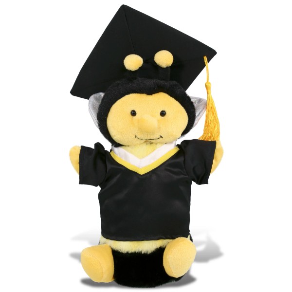 DolliBu Honeybee Graduation Plush Toy Hand Puppet with Gown and