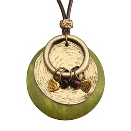 joymiao Leather Wrap Necklace for Women Long Necklace Bohemian Hippie Choker Necklace Wood Necklace Pendant Boho Tribal Necklace for Woman Gifts