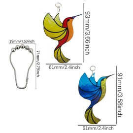 Hummingbird Shower Curtain Hooks Set of 12, Rust-Resistant Shower Ring Hangers, Decorative Bird Shower Hooks for Floral, Rustic, Countryside Spring Summer Fall Themed Bathroom Decor