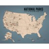 US National Parks Map 11x14 Print (Tan & Slate Blue)