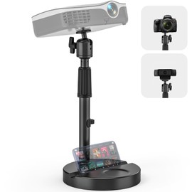 JUBOR Desktop Projector Stand Table, 360° Rotation Adjustable Webcams Projector Mount Holder with 1/4" Ball Head, 11" to 17.7" Extendable Height Stand for Home, Office, Outdoor Projection