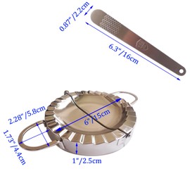 LoveDeal 6 Inch Large Dumpling Maker, Stainless Steel Empanda Press, Empanada Maker Mold, 2-in-1 Dough Cutter Pastry Tools with Stuffing Spoon for Ravioli, Pierogi, Pastelitos, Calzone, Turnovers