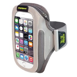 Amphipod ArmPod SmartView Sumo Armband, Reflective Arm or Belt Cell Phone Accessory with Zip Storage for Running & Walking - Silver/Charcoal