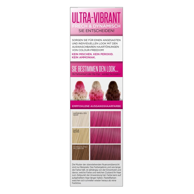 Colour-Freedom Ultra-Vibrant Pink Pizazz XL 150 ml Washable Hair Dye