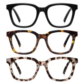 AIMISUV Reading Glasses for Women Men - Blue Light Blocking Magnifying Readers,Oprah Square Anti-Glare Computer Eyeglasses(3Pack,2.25X)